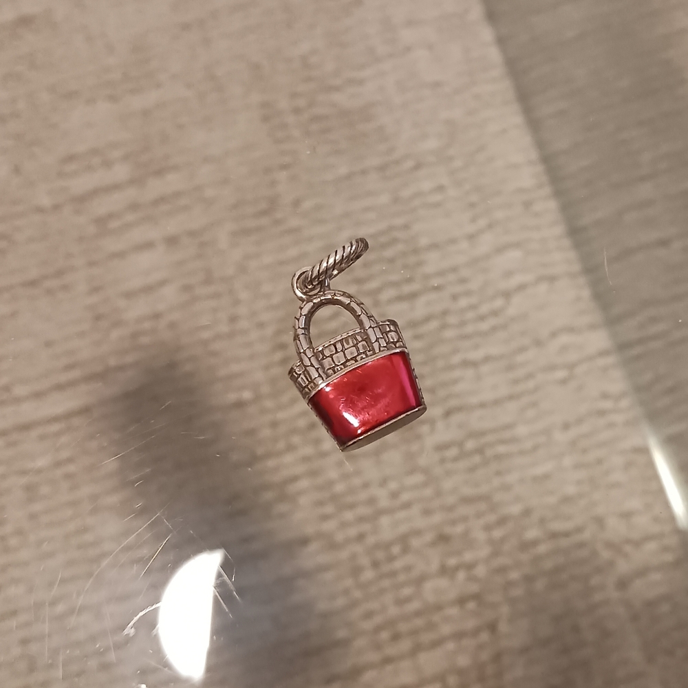 Red and Silver Basket Charm